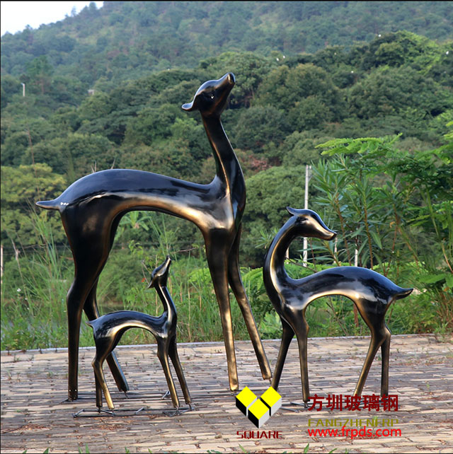 仿銅鹿玻璃鋼動物雕塑