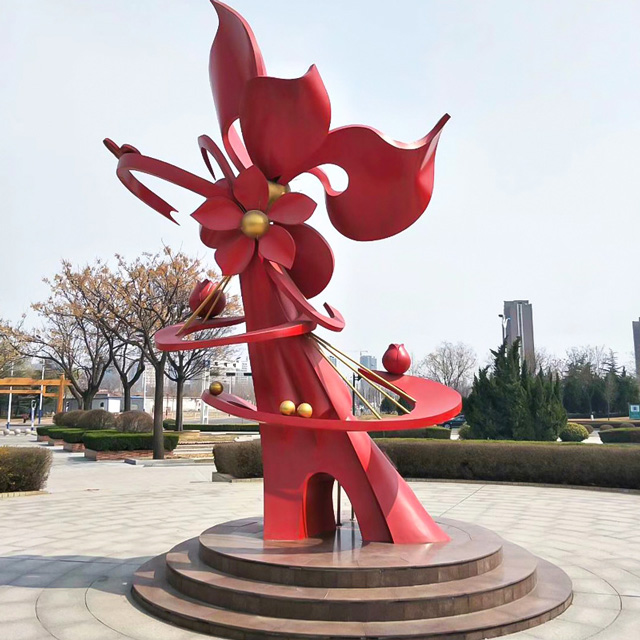 廣場(chǎng)黨建玻璃鋼花朵雕塑